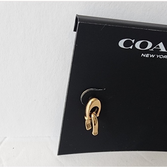 2PC Bundle! Coach Earrings w Interlocking Signature “C” with Coach dust bag NWT - Picture 5 of 7